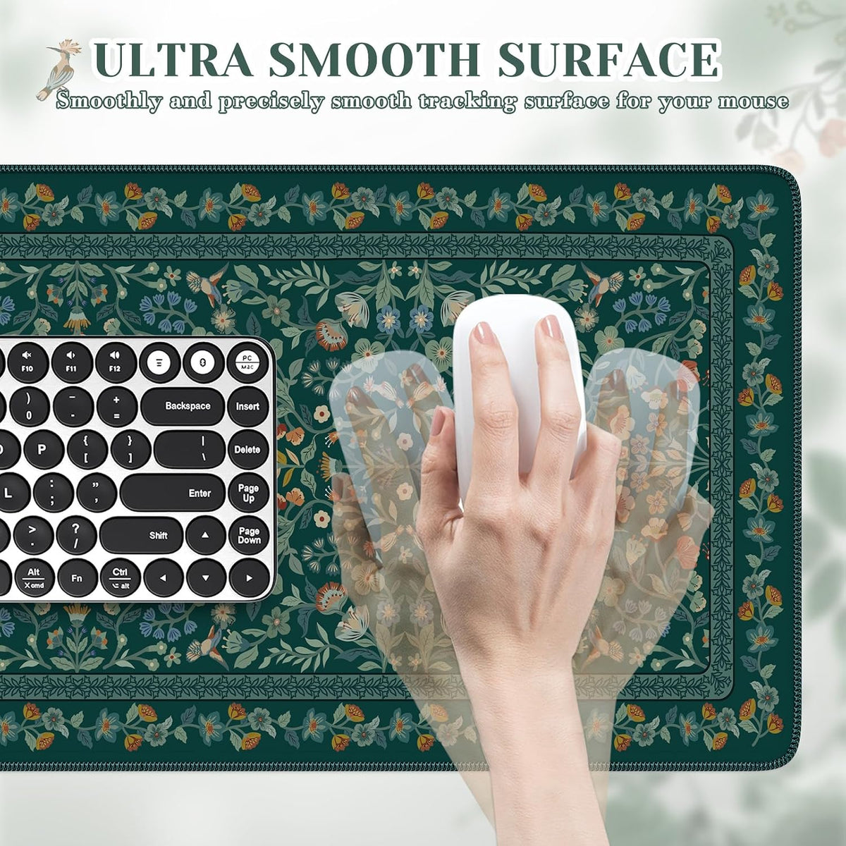 iCasso Desk Mat for Keyboard and Mouse, Large Mouse Pad, Desk Pad Mat, Anti-Slip Big Mousepad with Stitched Edges for Computer Desktop(Deep Green)