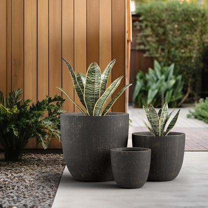 Kante 8.9" H x 10" W Small Concrete Planter, Compact Desktop Plant Pot with Drainage Hole & Rubber Plug – Lightweight Breathable Cement Container for Succulents, Cactus, Herbs, Indoor Outdoor, Gift