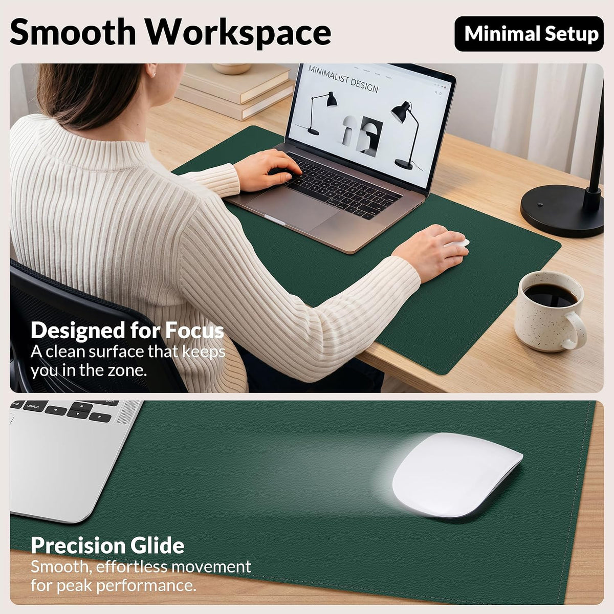 Large Desk Mat, 47" x 17", Black