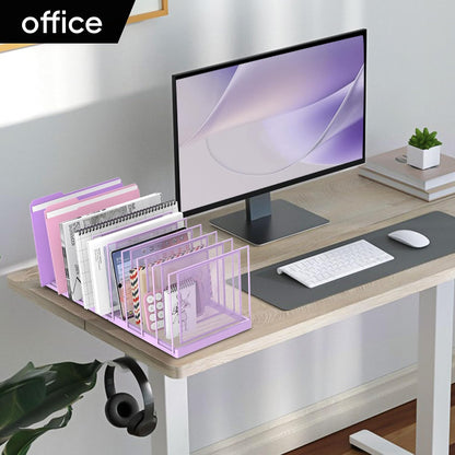 File Organizer for Desk, 5-Section Vertical File Sorter, Paper Holder Organizer Standing Metal File Folder for Office Home Classroom, Black