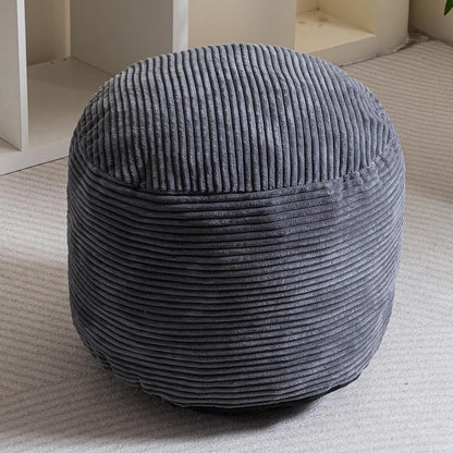 Round Stuffed Pouf Ottoman, Corduroy Poufs with Foam Chunk Filling, Furry and Fluffy Pouf Foot Stool Storage Ottoman, 20 X 15 Floor Poufs Foot Rest for Living Room, Dark Grey
