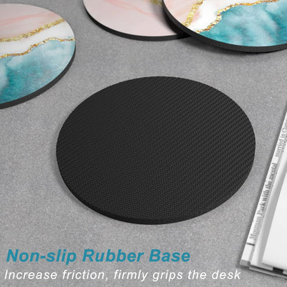 Nipichsha Coasters for Drinks, Set of 6 Cute Absorbent Rubber Drink Coasters for Cup with Non Slip Backing, Kitchen Home Decor Housewarming Gift, Round 4 in, Work Hard