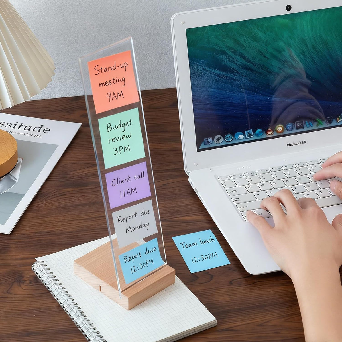 2PCS Monitor Memo Board Portable Monitor Sticky Note Holder Computer Screen Message Board Holder Detachable Acrylic Sticky Note Board Messadge Remider