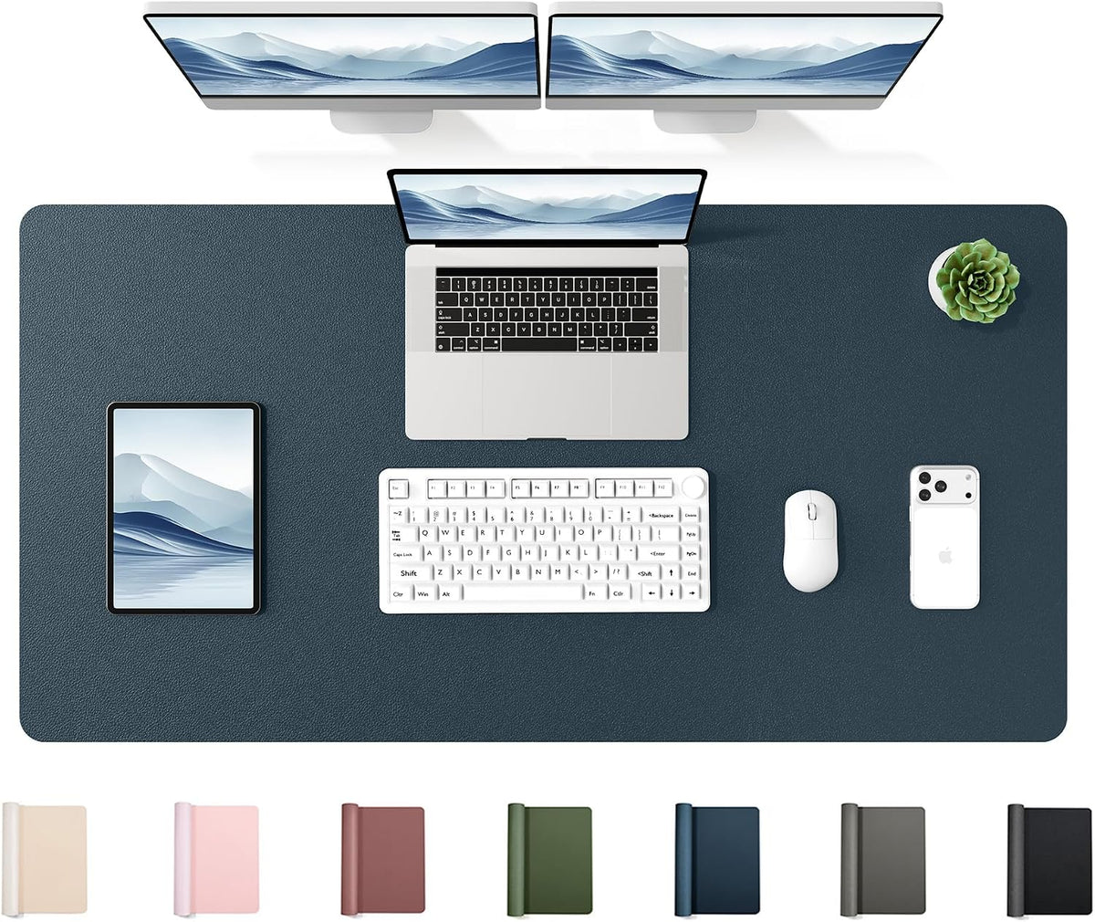 35.4" x 17" Large PU Leather Desk Mat for Keyboard and Mouse - Waterproof Non-Slip Desk Pad Protector for Office, Home, Writing Desk, Black