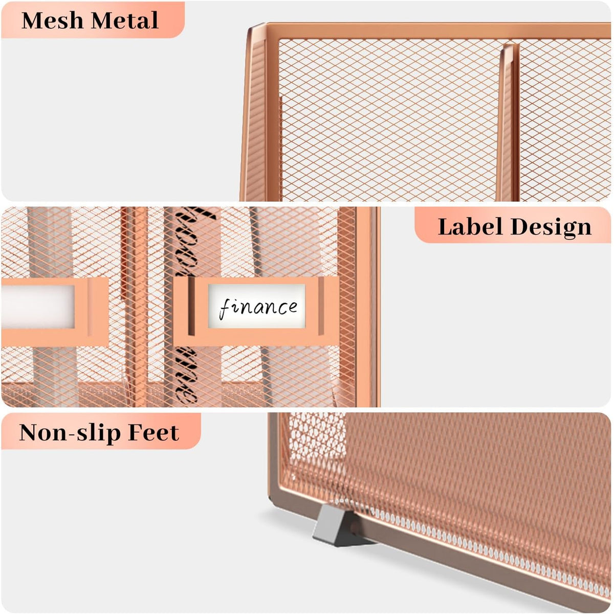 Desk Organizers Metal Desk Magazine File Holder with 5 Vertical Compartments Rack File Organizer for Office Desktop, Classroom, Home Workspace, Black