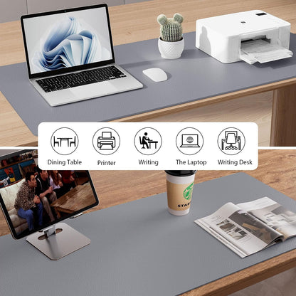 Aothia Leather Office Desk Pad Protector, Non-Slip PU Leather Desk Blotter, Waterproof Laptop Writing Mouse Pad for Office and Home, Black, 31.5" x 15.7" - Colors A