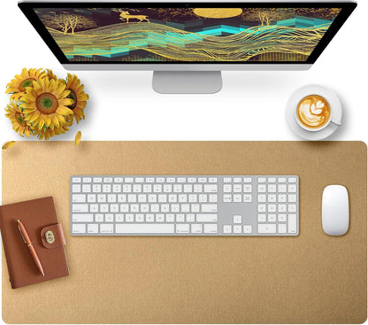 Bloss Leather Desk Pad and Keyboard Wrist Rest, Large Mouse Pad + Keyboard Pad+Mouse Wrist Support, Non-Slip Desk Mat Protector for Office, Home(31.5×15.7 Inches,Beige) - Colors A