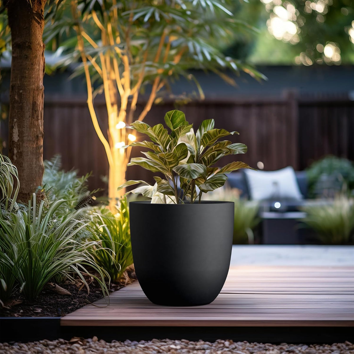 Kante 8.9" H x 10" W Small Concrete Planter, Compact Desktop Plant Pot with Drainage Hole & Rubber Plug – Lightweight Breathable Cement Container for Succulents, Cactus, Herbs, Indoor Outdoor, Gift