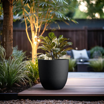 Kante 8.9" H x 10" W Small Concrete Planter, Compact Desktop Plant Pot with Drainage Hole & Rubber Plug – Lightweight Breathable Cement Container for Succulents, Cactus, Herbs, Indoor Outdoor, Gift