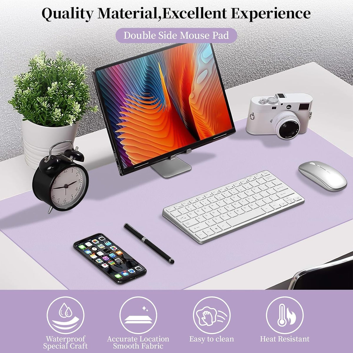 Bloss Leather Desk Pad and Keyboard Wrist Rest, Large Mouse Pad + Keyboard Pad+Mouse Wrist Support, Non-Slip Desk Mat Protector for Office, Home(31.5×15.7 Inches,Beige) - Colors B