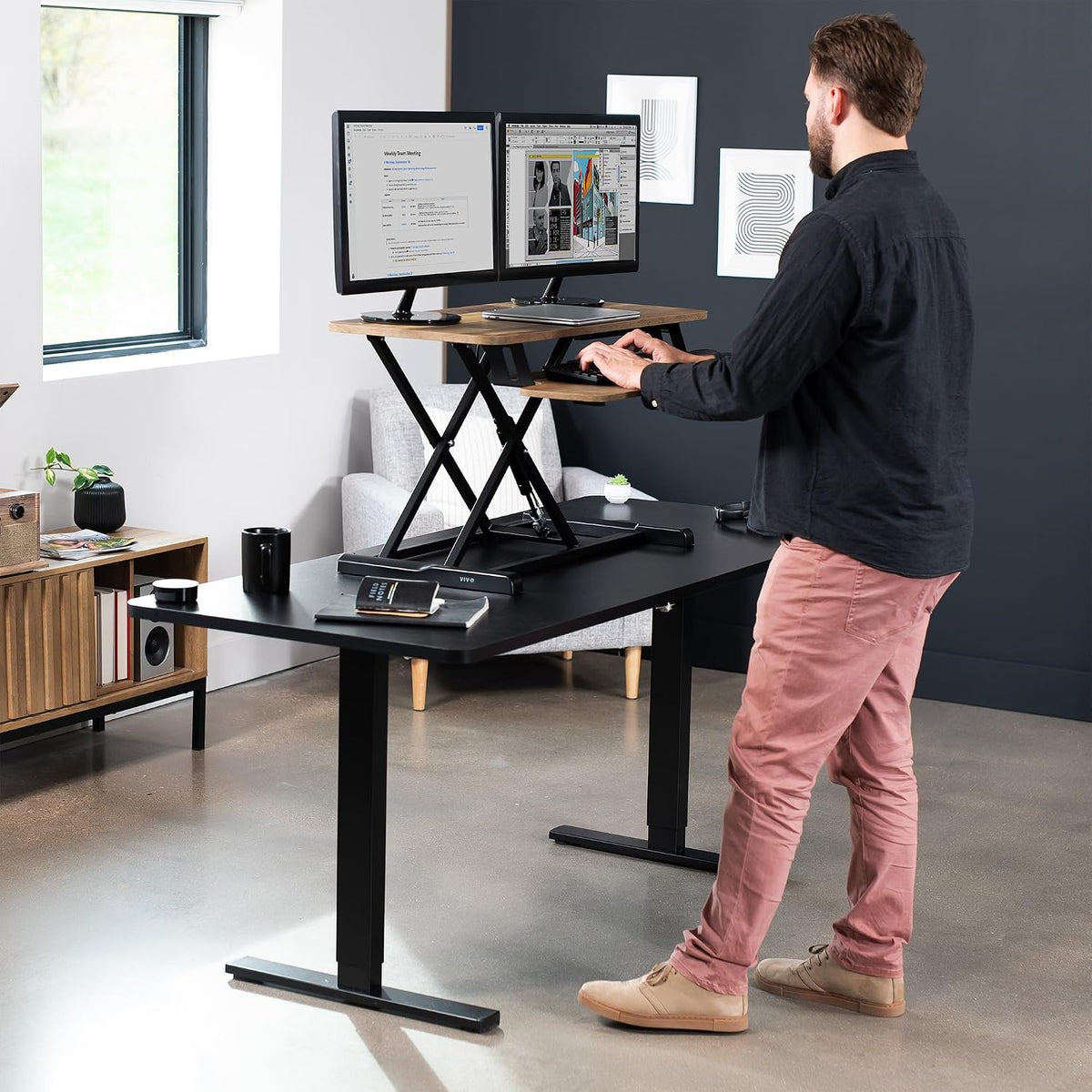 Black 32 in Standing Desk Converter, DESK-V000K