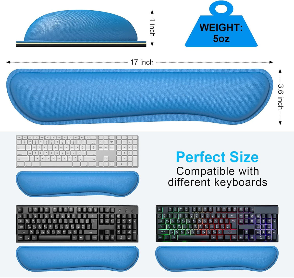 Dapesuom Enlarge Keyboard Wrist Rest, Cute Memory Foam Keyboard Wrist Cushion for Computer Desk Mats Support, Typing Pain Relief Ergonomic Mouse Pad Rests with Non-Slip Base for Gaming, Laptop, Purple