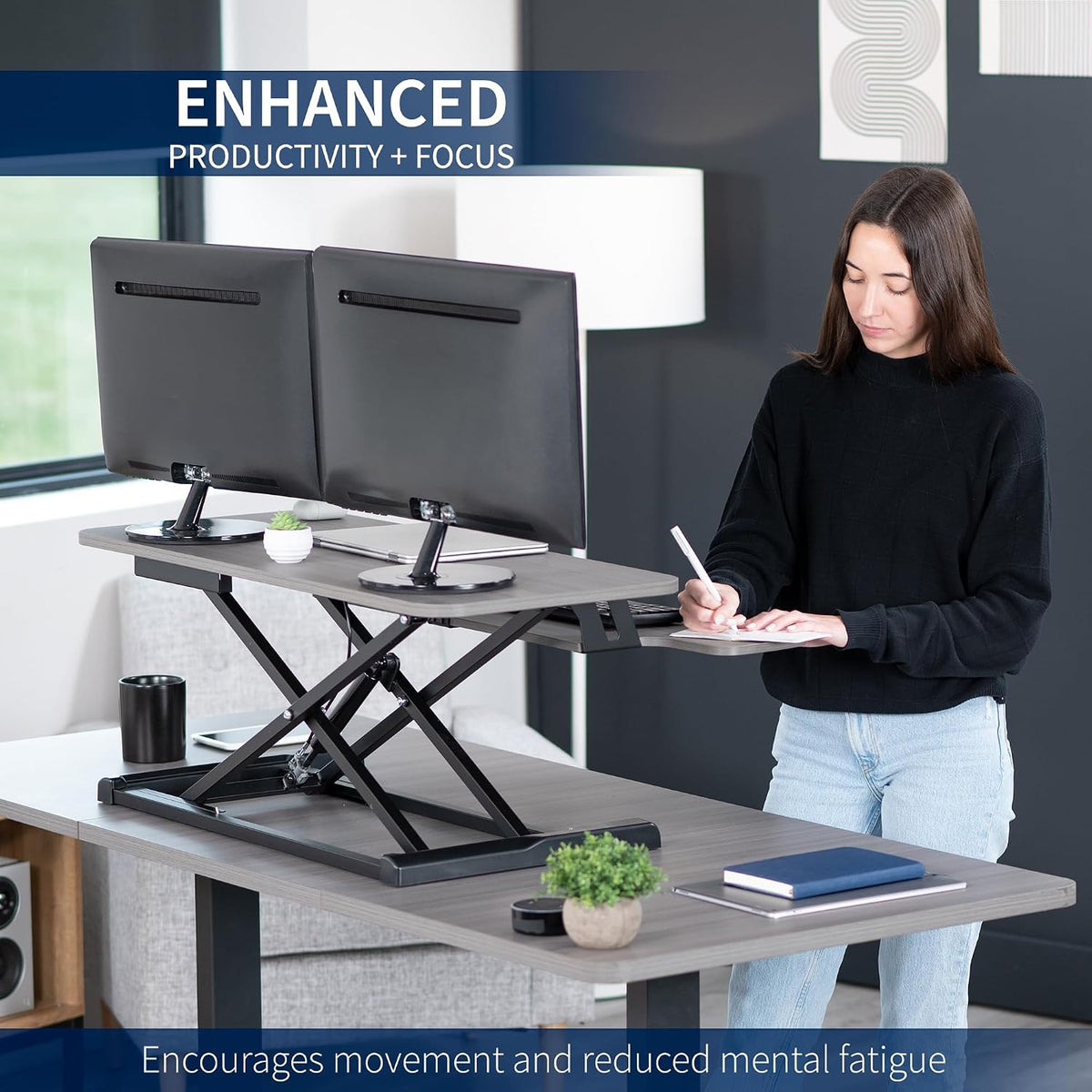 Black 32 in Standing Desk Converter, DESK-V000K