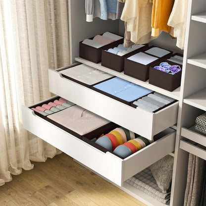 Drawer Organizer Clothes, Dresser Organizer, Foldable Closet Organizers and Storage, Fabric Dresser Bins, Drawer Dividers for Nursery, Baby Clothes, Underwears, Sock (Beige)