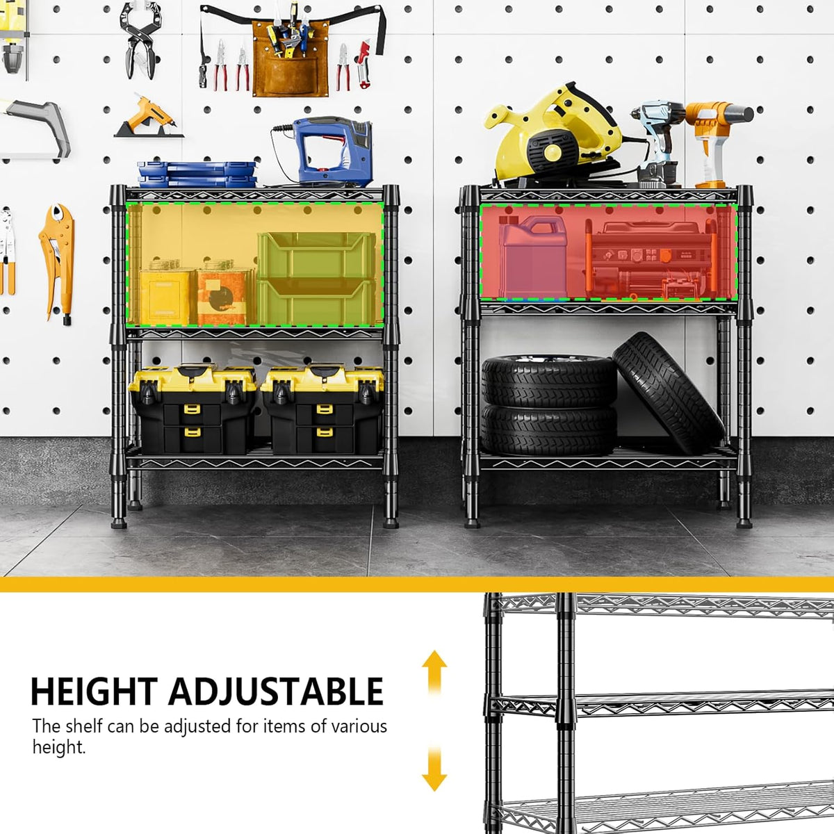 M MZG 450 lbs Steel Storage Shelving 3-Tier Utility Shelving Unit Steel Organizer Wire Rack for Home,Kitchen,Office (11.8" D x 17.7" W x 26.3" H) - Colors A