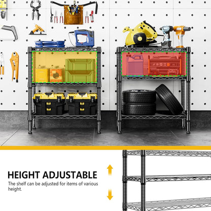 M MZG 450 lbs Steel Storage Shelving 3-Tier Utility Shelving Unit Steel Organizer Wire Rack for Home,Kitchen,Office (11.8" D x 17.7" W x 26.3" H) - Colors A