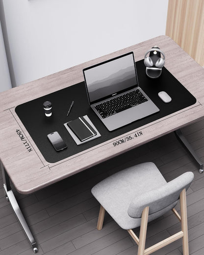Double-Sided Desk Pad, 31.5"x15.7"Leather Desk Mat, Eco Cork Desk Pad Protector,Large Mouse Pad,Waterproof Desk Blotter for Office/Home(Coffee)