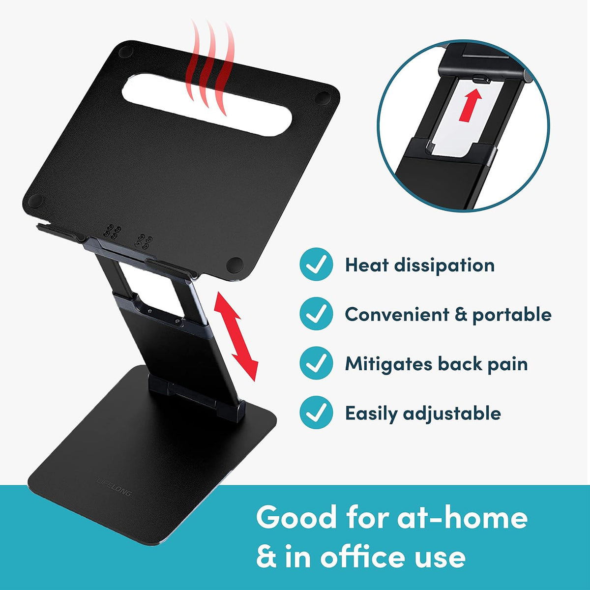 Lifelong Ergonomic Adjustable Laptop Stand for Desk, Extra Tall 20” Height Aluminum Laptop Riser, Portable Foldable Computer Stand, Fits 10-17” Laptops for Office Meetings, Teamwork & Desk Setup