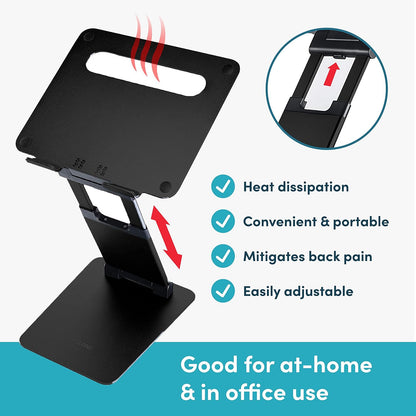 Lifelong Ergonomic Adjustable Laptop Stand for Desk, Extra Tall 20” Height Aluminum Laptop Riser, Portable Foldable Computer Stand, Fits 10-17” Laptops for Office Meetings, Teamwork & Desk Setup
