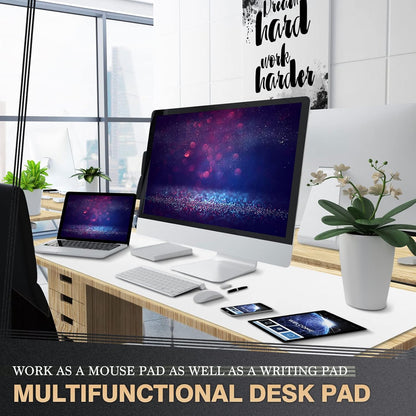 K KNODEL Large Office Leather Desk Mat, Mouse and Keyboard Pad, Computer and Laptop Mat, Desktop Protector and Cover, Writing Pad and Blotter (31.5"x15.7", Black)