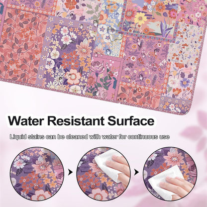 Desk Mat,Mouse Pad for Office Desk,35.4x15.7in,Pink Flowers