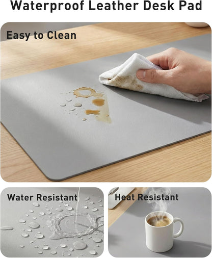 Aothia Leather Office Desk Pad Protector, Non-Slip PU Leather Desk Blotter, Waterproof Laptop Writing Mouse Pad for Office and Home, Black, 31.5" x 15.7" - Colors A