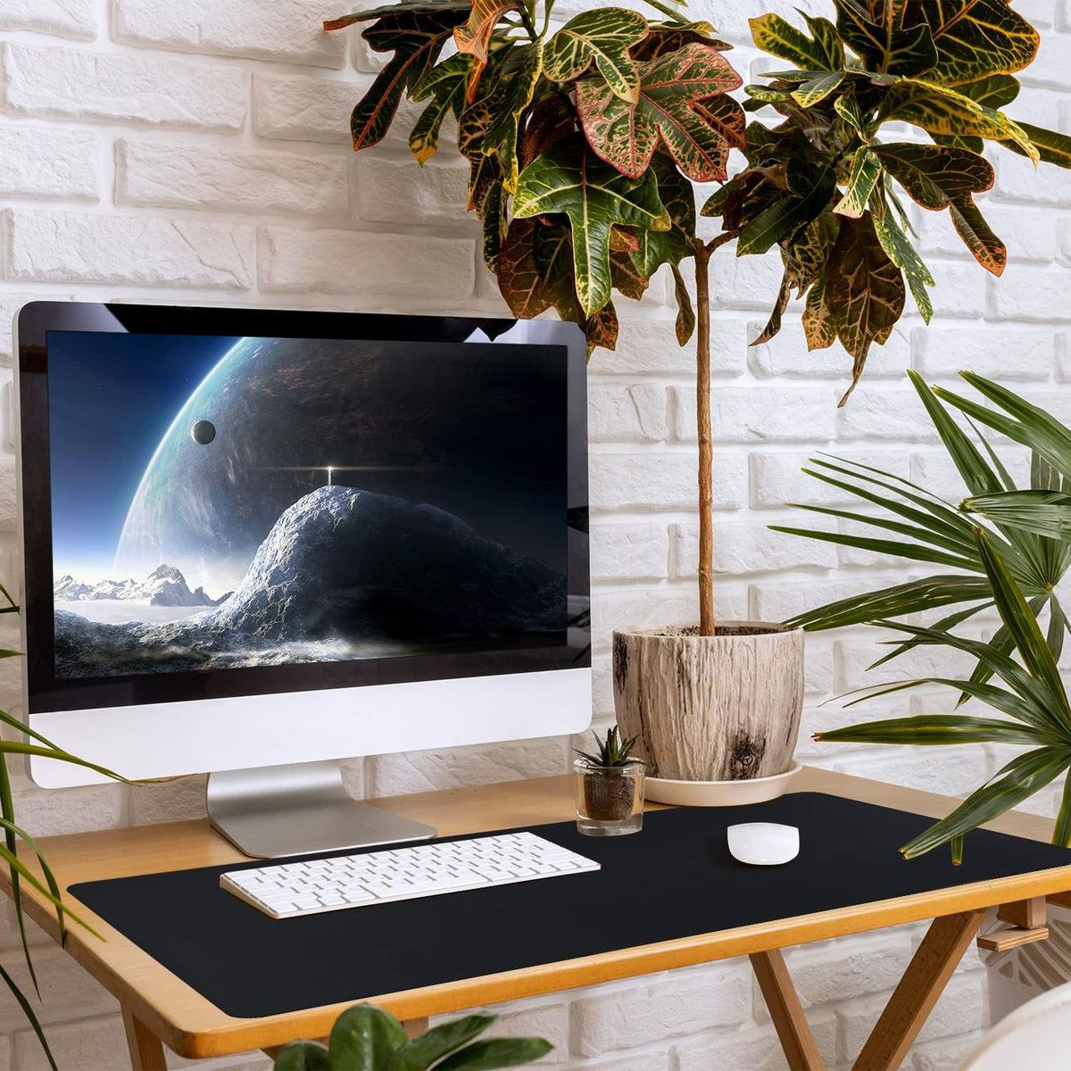 Bloss Leather Desk Pad and Keyboard Wrist Rest, Large Mouse Pad + Keyboard Pad+Mouse Wrist Support, Non-Slip Desk Mat Protector for Office, Home(31.5×15.7 Inches,Beige) - Colors A