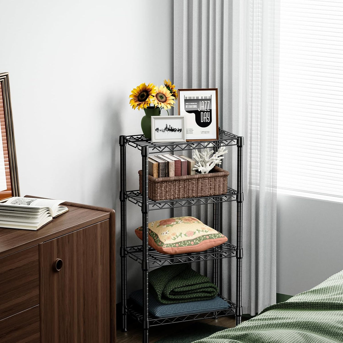 M MZG 450 lbs Steel Storage Shelving 3-Tier Utility Shelving Unit Steel Organizer Wire Rack for Home,Kitchen,Office (11.8" D x 17.7" W x 26.3" H) - Colors B