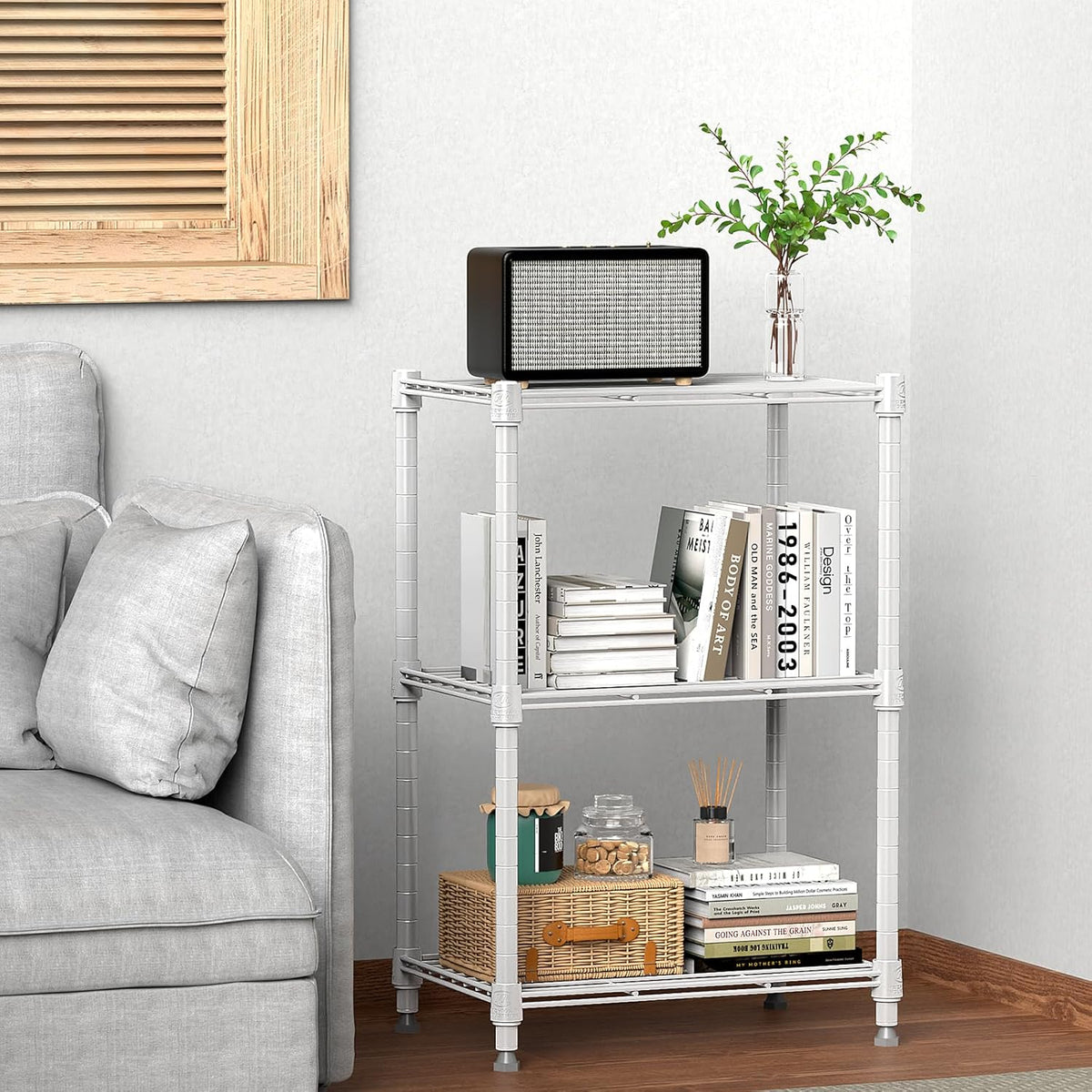 M MZG 450 lbs Steel Storage Shelving 3-Tier Utility Shelving Unit Steel Organizer Wire Rack for Home,Kitchen,Office (11.8" D x 17.7" W x 26.3" H) - Colors A