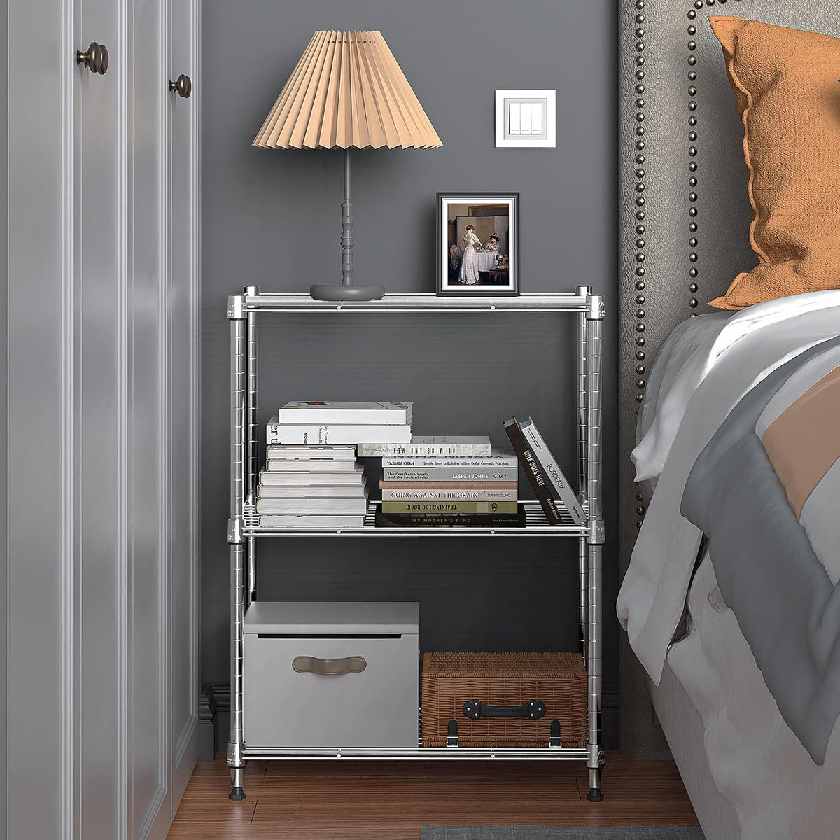 M MZG 450 lbs Steel Storage Shelving 3-Tier Utility Shelving Unit Steel Organizer Wire Rack for Home,Kitchen,Office (11.8" D x 17.7" W x 26.3" H) - Colors A