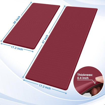 StepRite Kitchen Mats, 2PCS Kitchen Rugs, Cushioned Anti Fatigue Kitchen Mats for Floor, Non-Slip Standing Desk Mat, Waterproof Kitchen Rug Set for Kitchen, Floor, Office, 17.3"x30"+17.3"x47", Black