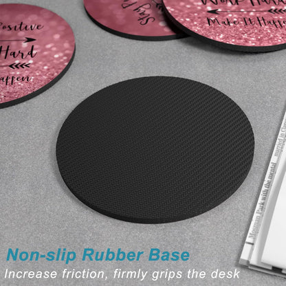 Nipichsha Coasters for Drinks, Set of 6 Cute Absorbent Rubber Drink Coasters for Cup with Non Slip Backing, Kitchen Home Decor Housewarming Gift, Round 4 in, Work Hard