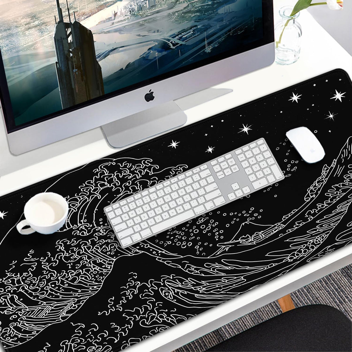 Large Gaming Mouse Pad, 31.5x15.7 inch Large Extended Computer Keyboard Mouse Mat, Water Resist Non-Slip Mousepad Rubber Base Long XXL Desk Mouse Pad for Work & Gaming, Office & Home, Black