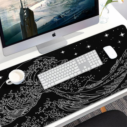 Large Gaming Mouse Pad, 31.5x15.7 inch Large Extended Computer Keyboard Mouse Mat, Water Resist Non-Slip Mousepad Rubber Base Long XXL Desk Mouse Pad for Work & Gaming, Office & Home, Black