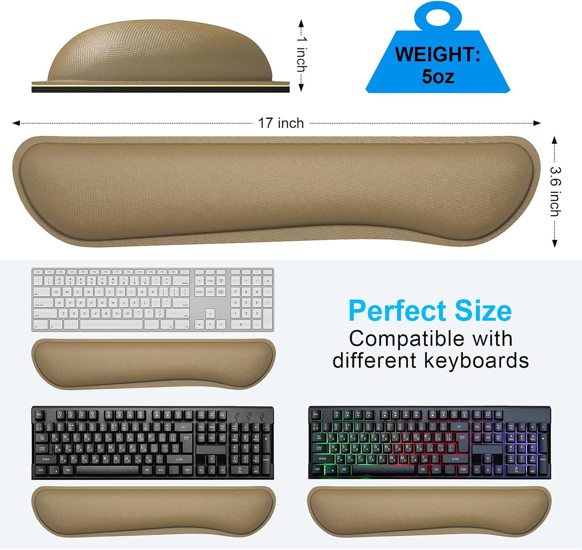 Dapesuom Enlarge Keyboard Wrist Rest, Cute Memory Foam Keyboard Wrist Cushion for Computer Desk Mats Support, Typing Pain Relief Ergonomic Mouse Pad Rests with Non-Slip Base for Gaming, Laptop, Purple