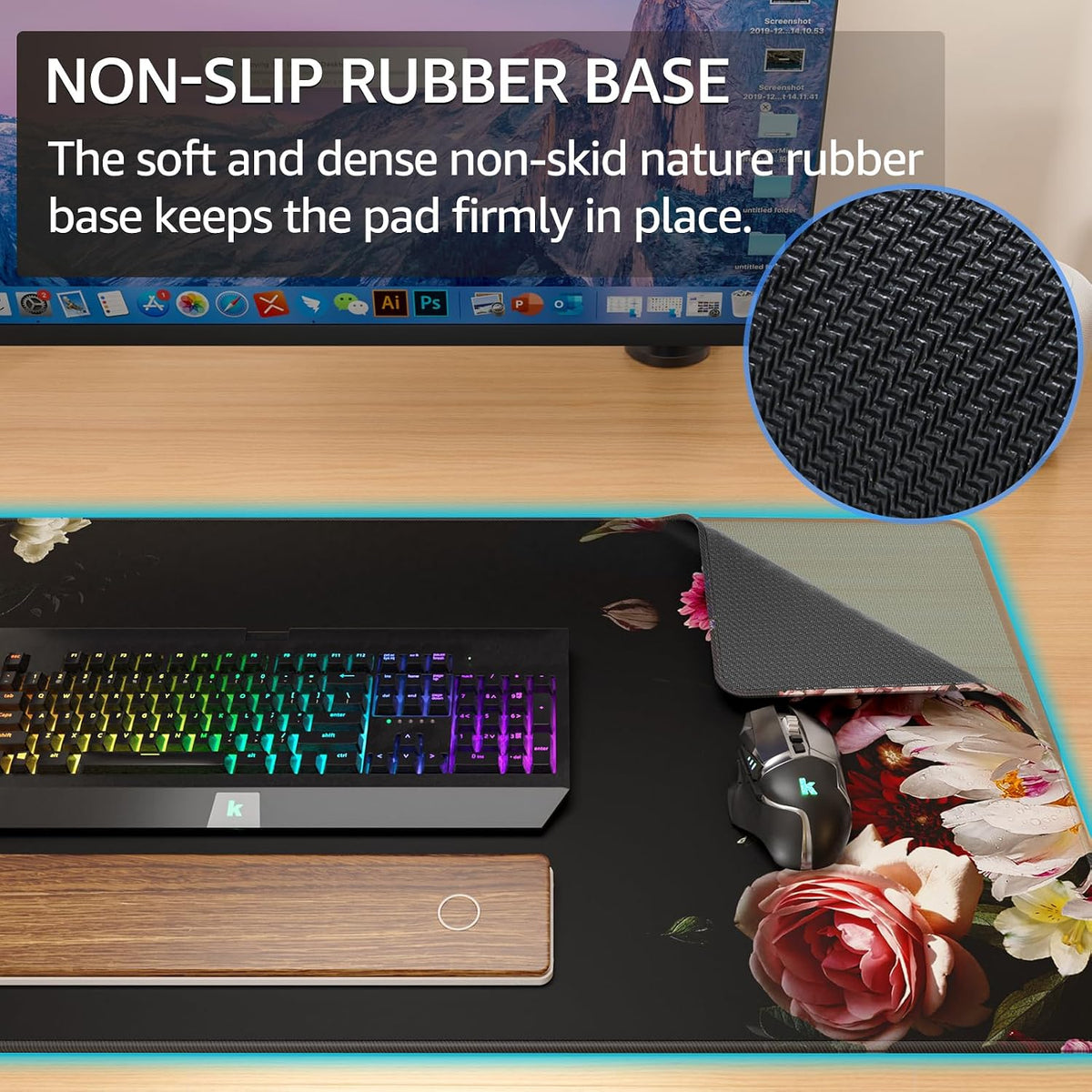 KTRIO Large Gaming Mouse Pad Desk Mat for Gamer, 31.5" x 11.8", Black, XL | Extended Size Design, Superior Micro-Weave Cloth, Non-Slip Rubber Base, Durable Stitched Edges, Water-Resistant Coating