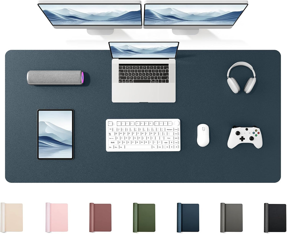 35.4" x 17" Large PU Leather Desk Mat for Keyboard and Mouse - Waterproof Non-Slip Desk Pad Protector for Office, Home, Writing Desk, Black