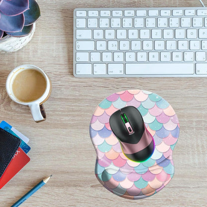 Wrist Support Mouse Pad Anti Slip Rubber Wrist Rest Mousepad 9in X 8in Small Desktop Notebook Mouse Mat for Working and Gaming (M-Pink Floral)
