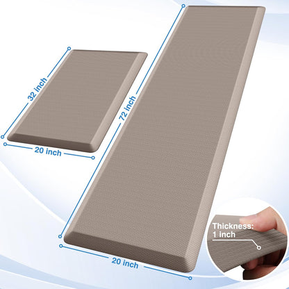 StepRite Kitchen Mats, 2PCS Kitchen Rugs, Cushioned Anti Fatigue Kitchen Mats for Floor, Non-Slip Standing Desk Mat, Waterproof Kitchen Rug Set for Kitchen, Floor, Office, 17.3"x30"+17.3"x47", Black