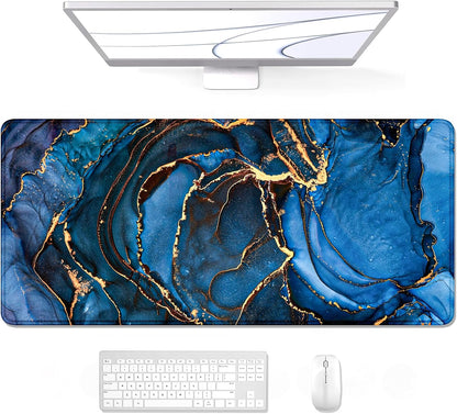 Auhoahsil Desk Mat, Ultra Large Mouse Pad, XXL Gaming Mousepad, Green Tropical Leaves Deskpad, Big Extended Full Size Mouse Pad, Desktop Desk Matt for Keyboard, Laptop & Computer, 35.5 x 15.7 in - Colors A