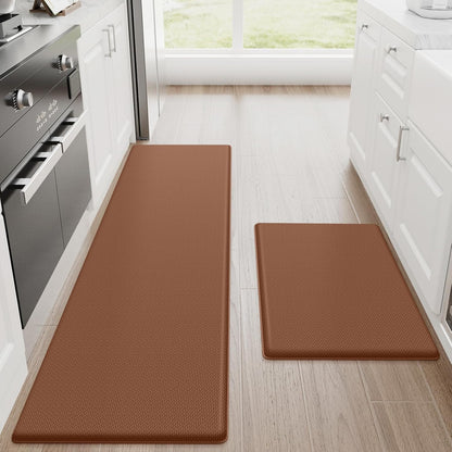 StepRite Kitchen Mats, 2PCS Kitchen Rugs, Cushioned Anti Fatigue Kitchen Mats for Floor, Non-Slip Standing Desk Mat, Waterproof Kitchen Rug Set for Kitchen, Floor, Office, 17.3"x30"+17.3"x47", Black