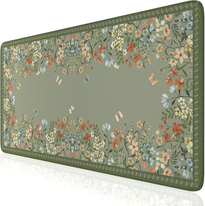 Desk Mat,Mouse Pad for Office Desk,35.4x15.7in,Pink Flowers