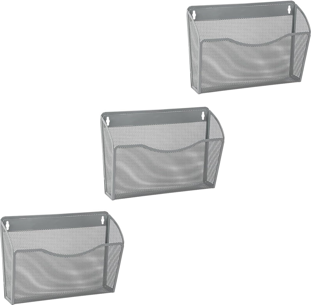 EASEPRES 3 Single Pocket Mesh Hanging File Organizer, Vertical Wall Mounted Magazine File Holder, Mount Basket Mail Paper Document Folder Organizing for Office, Home and School, Black