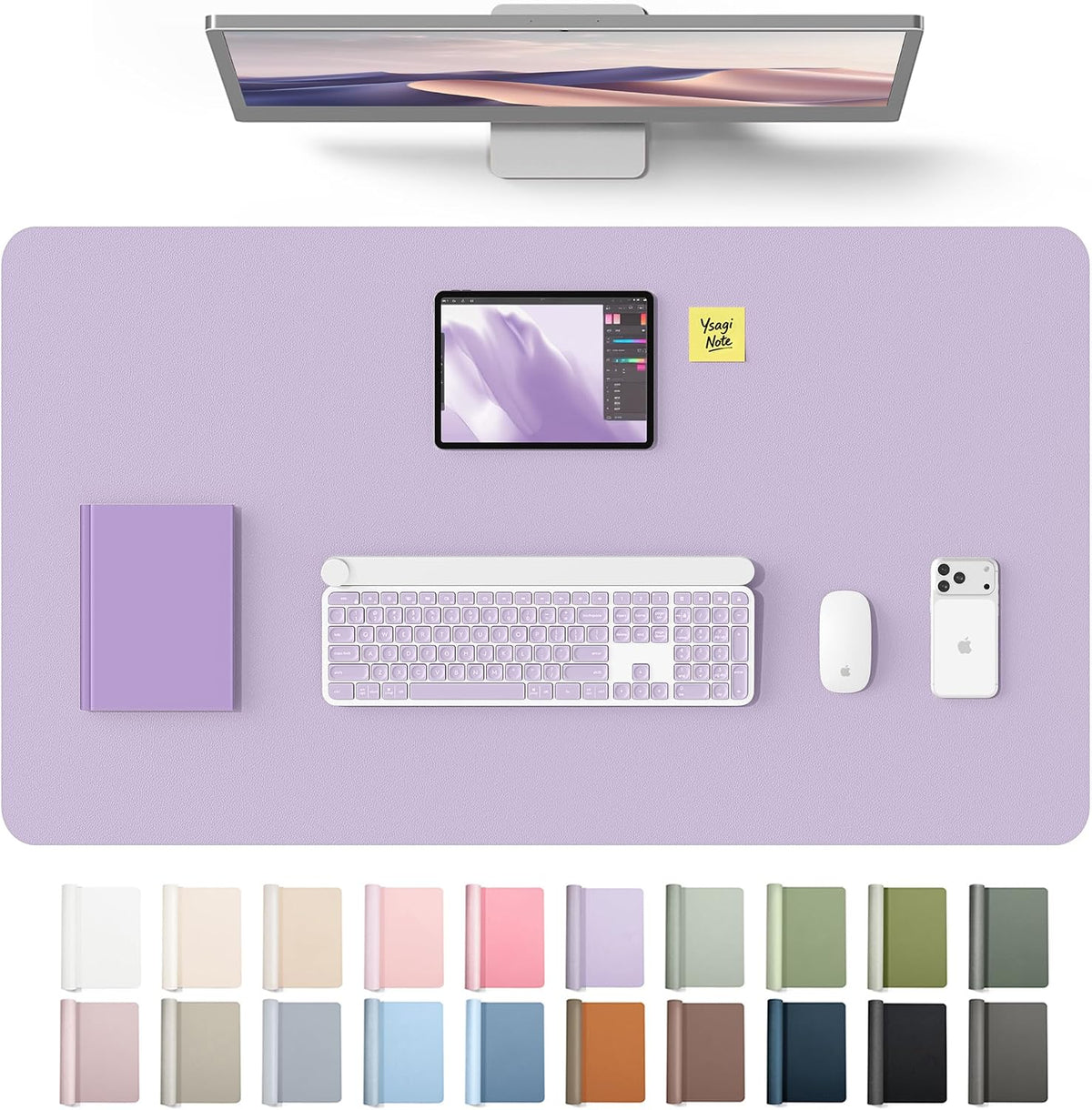 YSAGi Leather Desk Pad Protector, Office Desk Mat, Large Mouse Pad, Non-Slip PU Leather Desk Blotter, Waterproof Laptop Desk Writing Pad for Office and Home (23.6" x 13.8", Eggshell) - Colors B
