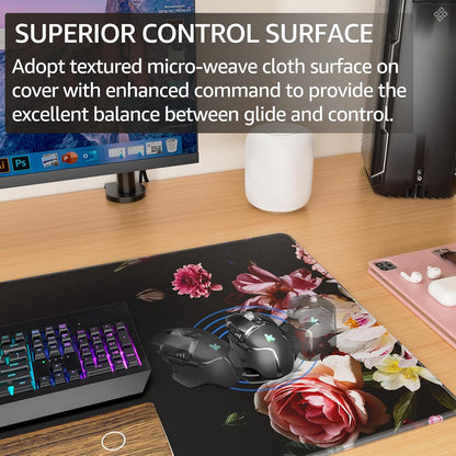 KTRIO Large Gaming Mouse Pad Desk Mat for Gamer, 31.5" x 11.8", Black, XL | Extended Size Design, Superior Micro-Weave Cloth, Non-Slip Rubber Base, Durable Stitched Edges, Water-Resistant Coating