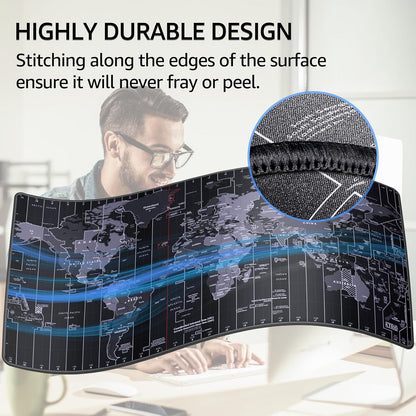KTRIO Large Gaming Mouse Pad Desk Mat for Gamer, 31.5" x 11.8", Black, XL | Extended Size Design, Superior Micro-Weave Cloth, Non-Slip Rubber Base, Durable Stitched Edges, Water-Resistant Coating
