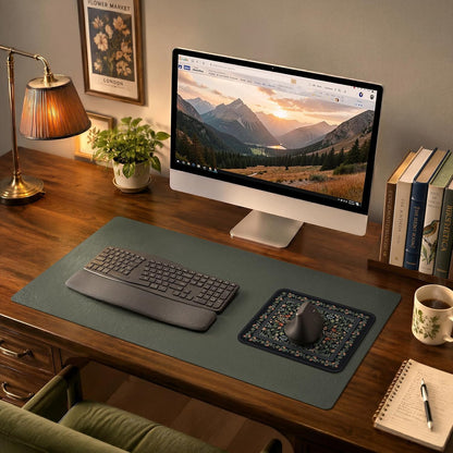 iCasso Desk Mat for Keyboard and Mouse, Large Mouse Pad, Desk Pad Mat, Anti-Slip Big Mousepad with Stitched Edges for Computer Desktop(Deep Green)