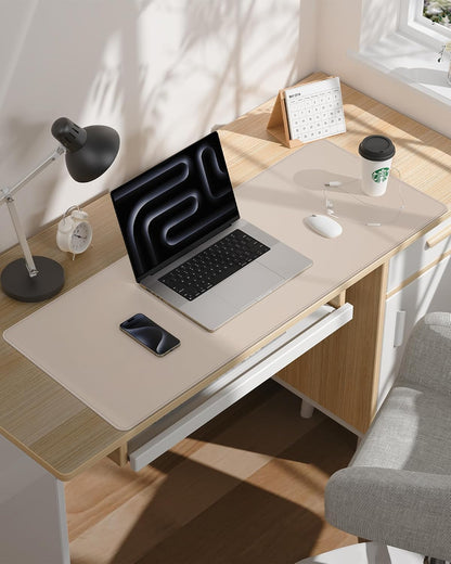 AFIING Large Desk Mat 55" x 24" - PU Leather Desk Pad Protector, Waterproof Non-Slip Extended Mouse Pad for Office Desk, Keyboard, Laptop and Home Workspace (Black)