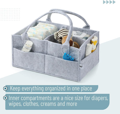 Baby Diaper Caddy Organizer, Gray, Medium