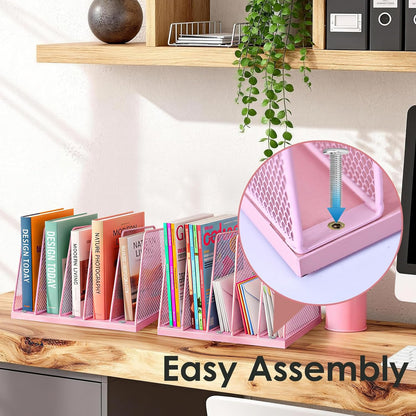 AUPSEN 5-Section File Organizer for Desk, Wood Mesh Desktop File Organizer, File Sorter Storage Rack, Vertical Folder Holder for Files, Magazines, Books (Black)